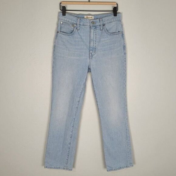 Madewell Size 27 Slim Demi Boot Jeans High Waist Crop Light Wash Blue - Picture 2 of 12